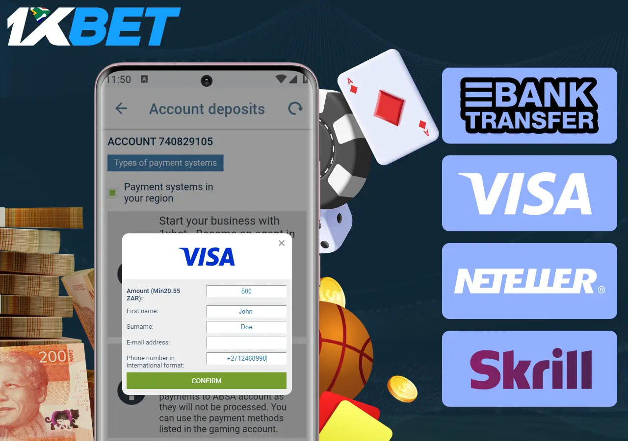 Ways for players to make a deposit at 1XBet