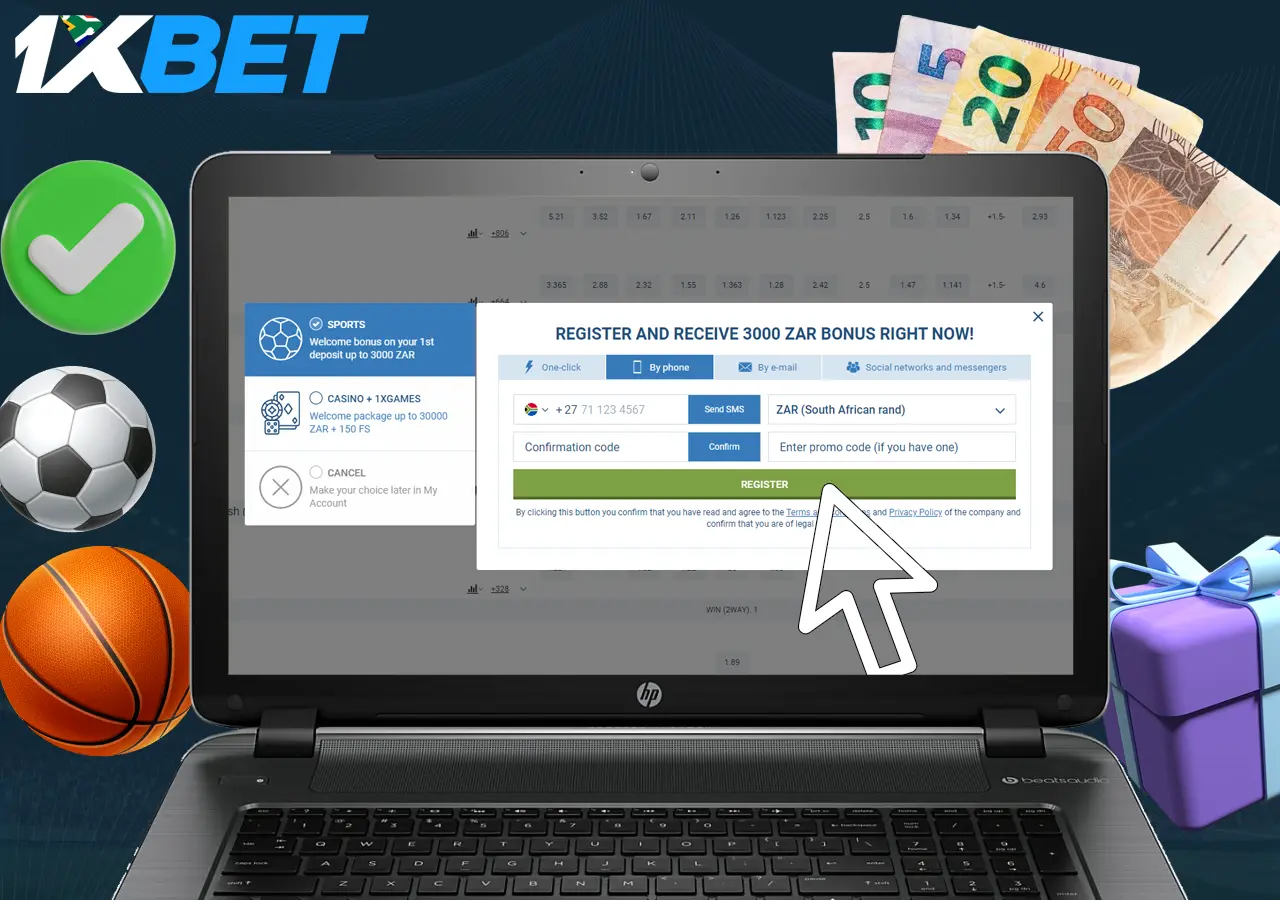 Steps to register on 1XBet