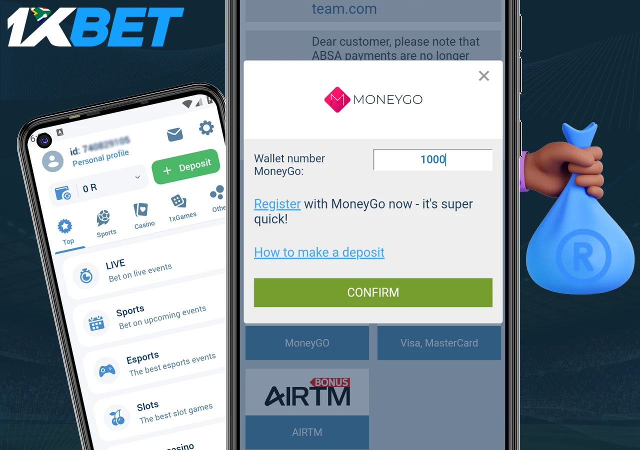 Instructions for making a deposit at 1XBet