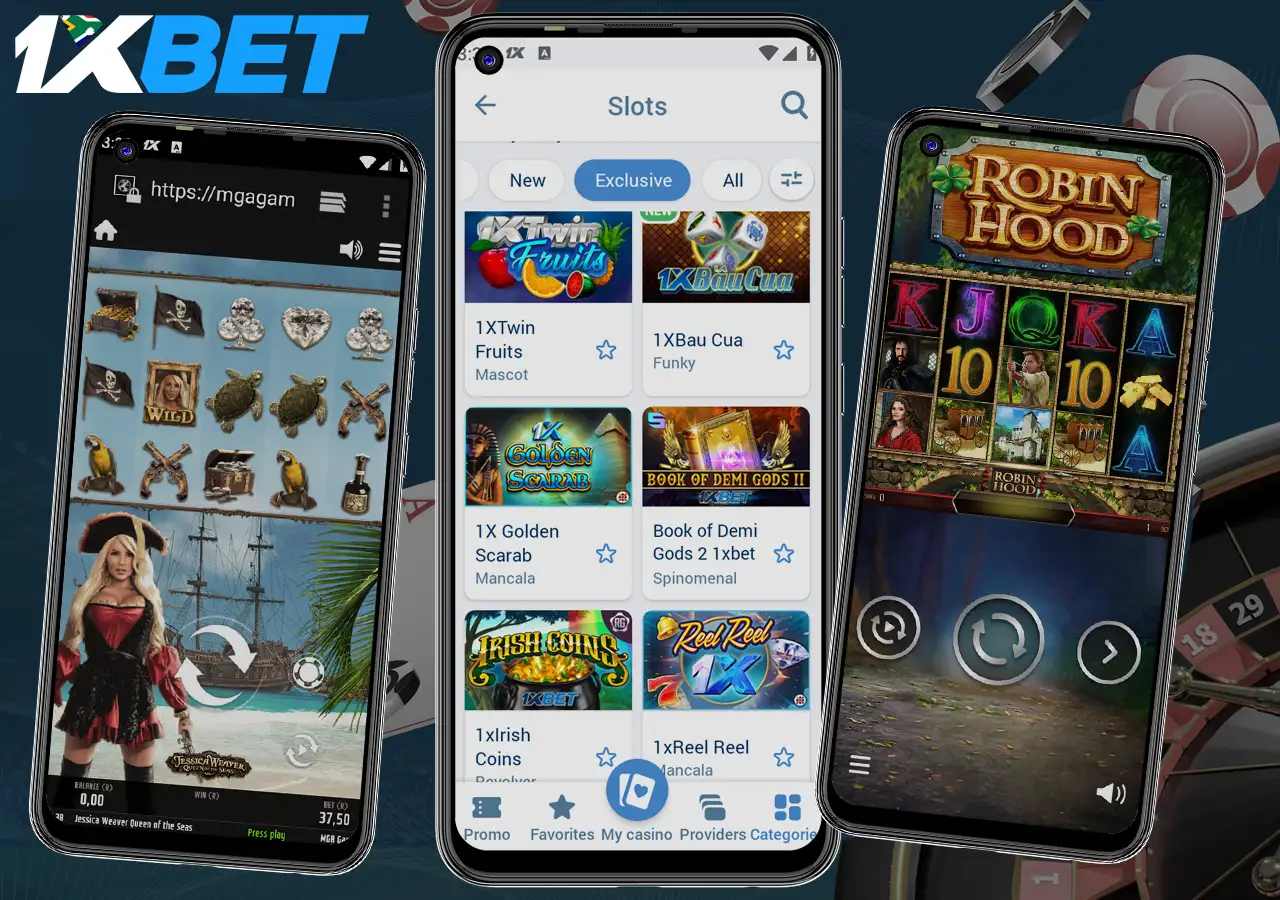 Casino games catalog in 1XBet app