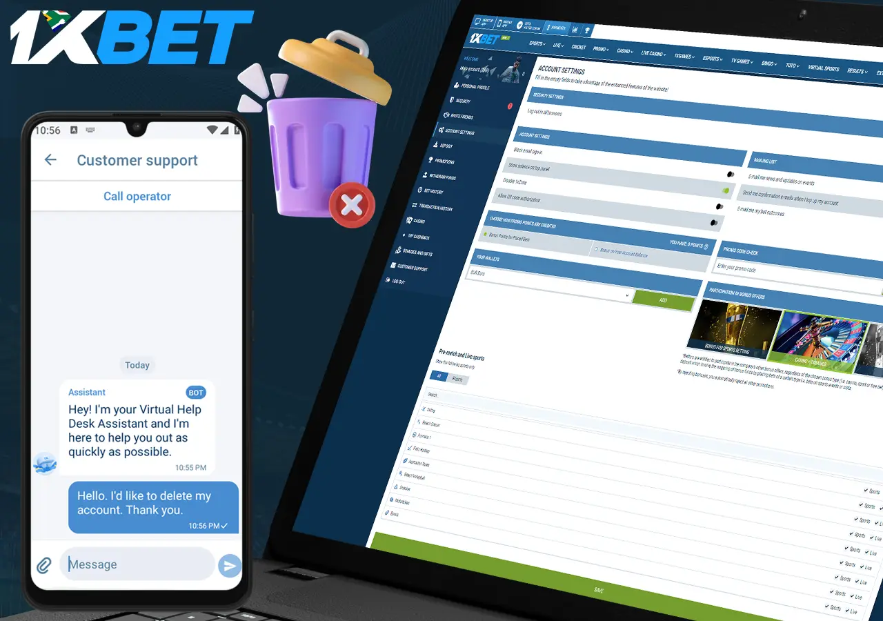 Ways to delete 1xBet account
