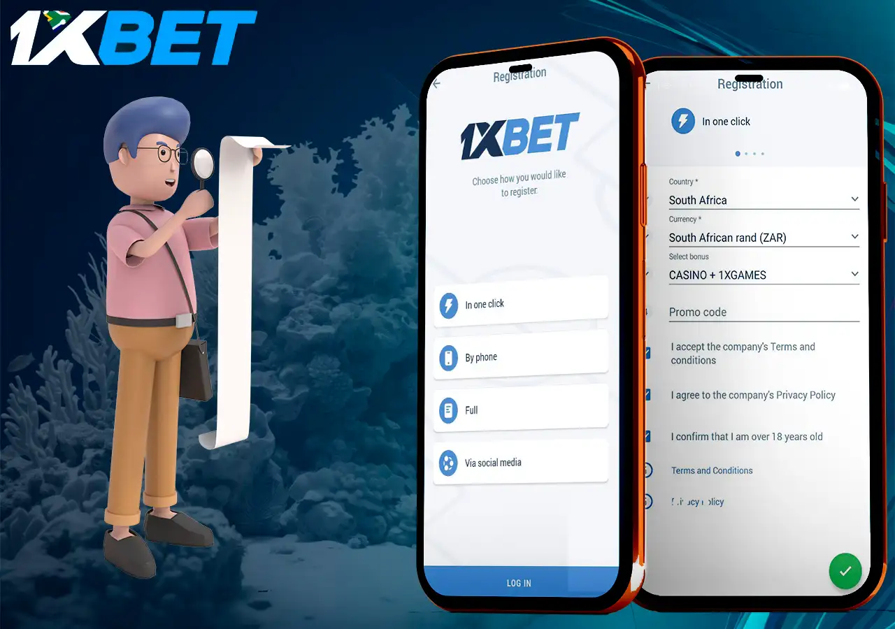 Registration process at 1Xbet casino