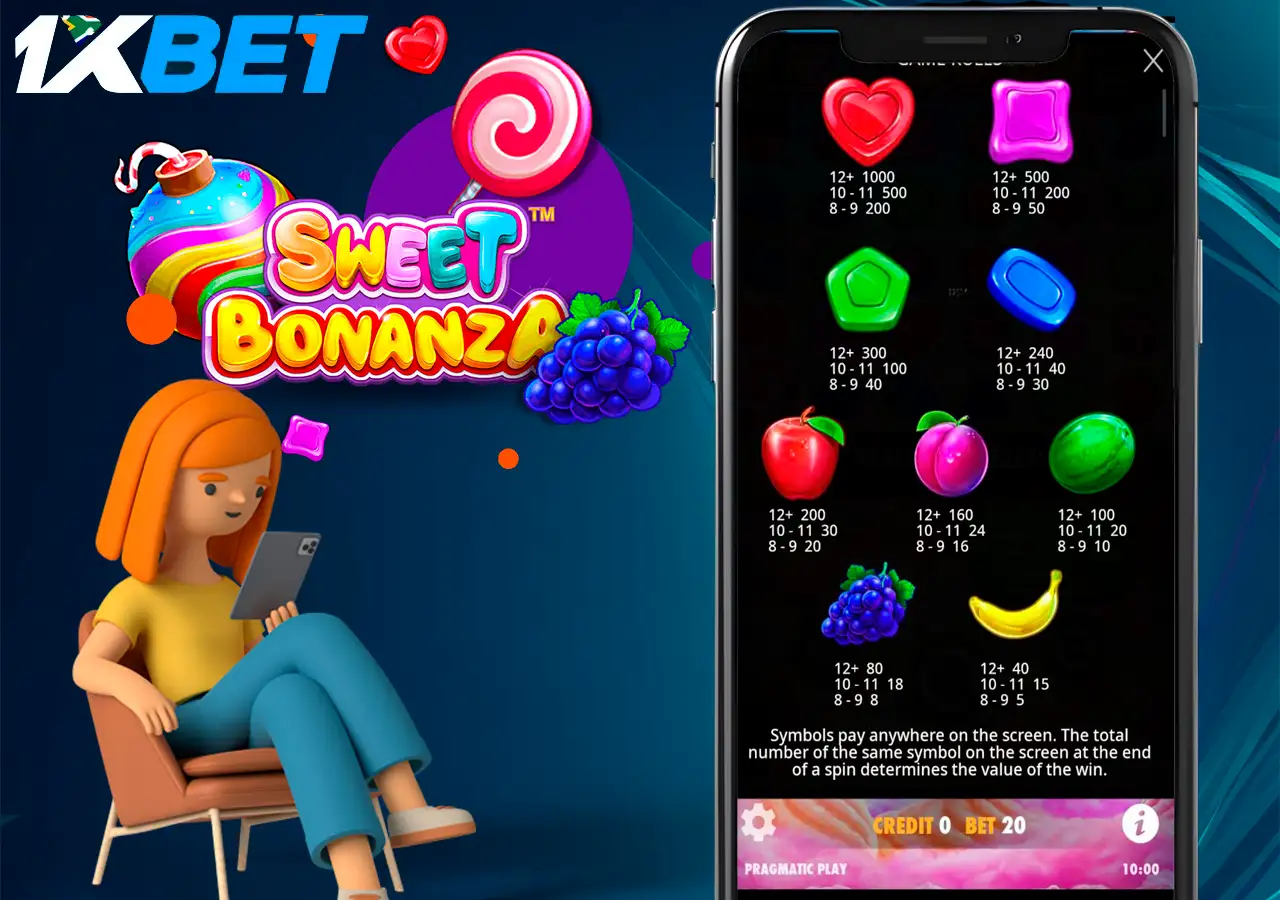 Quick gameplay guide to Sweet Bonanza at 1Xbet bookmaker
